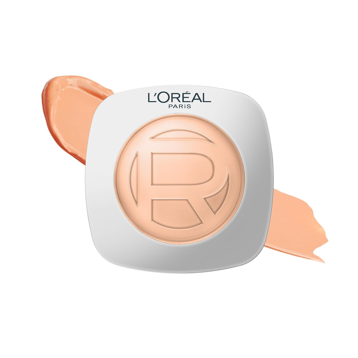 L'Oreal Paris compact front view showing sleek outer packaging and shade name
