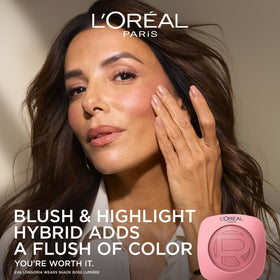 L'Oreal Paris compact open with mirror illustrating easy on-the-go application