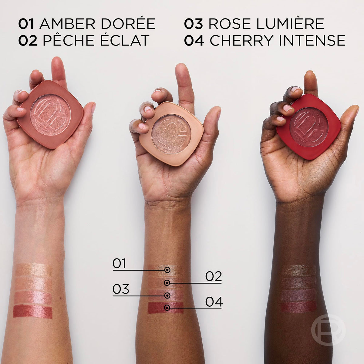 L'Oreal Paris dab of balm on nose bridge demonstrating subtle highlight effect