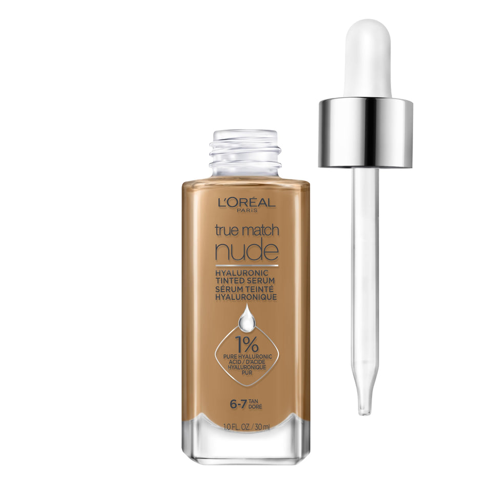 L'Oreal Paris front packaging showing tan 6-7 shade and benefit of lightweight hydration