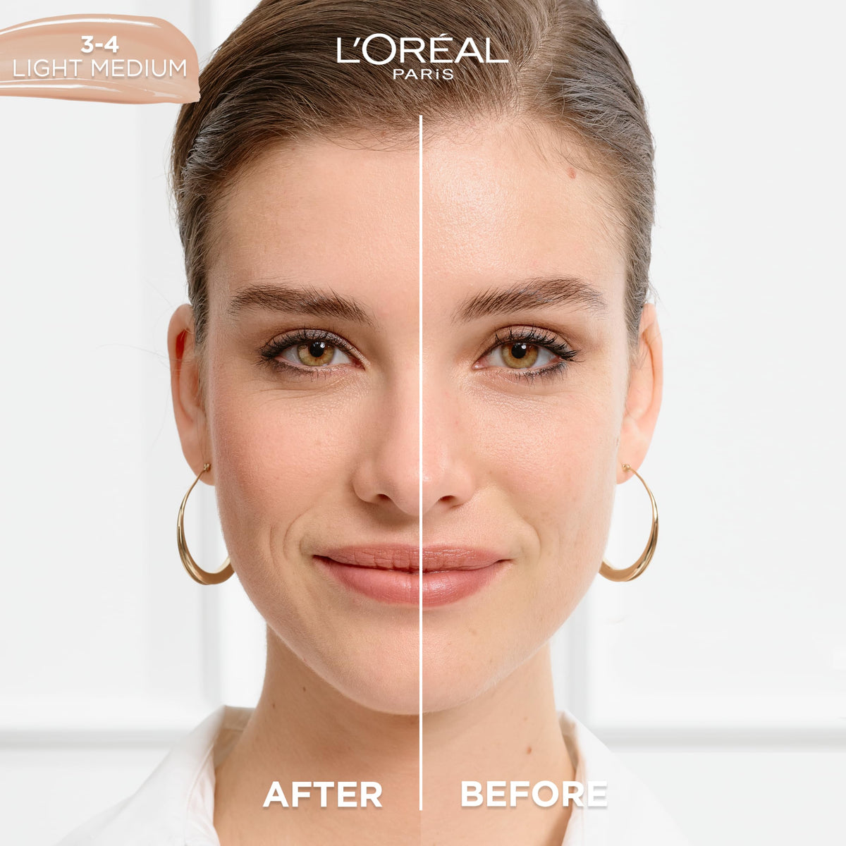 L'Oreal Paris bottle pump dispensing serum to show controlled application and travel-friendly design