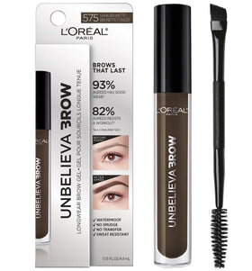 L'Oreal Paris product front packaging showing compact waterproof brow gel benefit