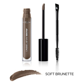 L'Oreal Paris spoolie close-up showing soft bristles that blend and diffuse color for natural-looking brows