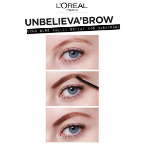 L'Oreal Paris before and after brows demonstrating smudge resistance
