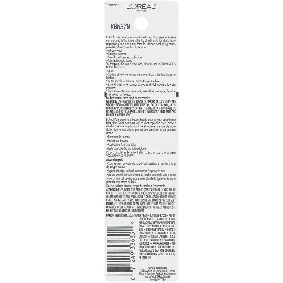L'Oréal Paris liner held in hand showing ergonomic shape for improved grip and control
