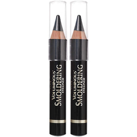 L'Oreal Paris front packaging showing two black kajal pencils with benefits