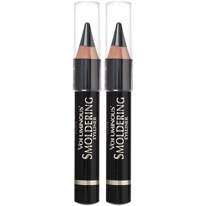 L'Oreal Paris front packaging showing two black kajal pencils with benefits