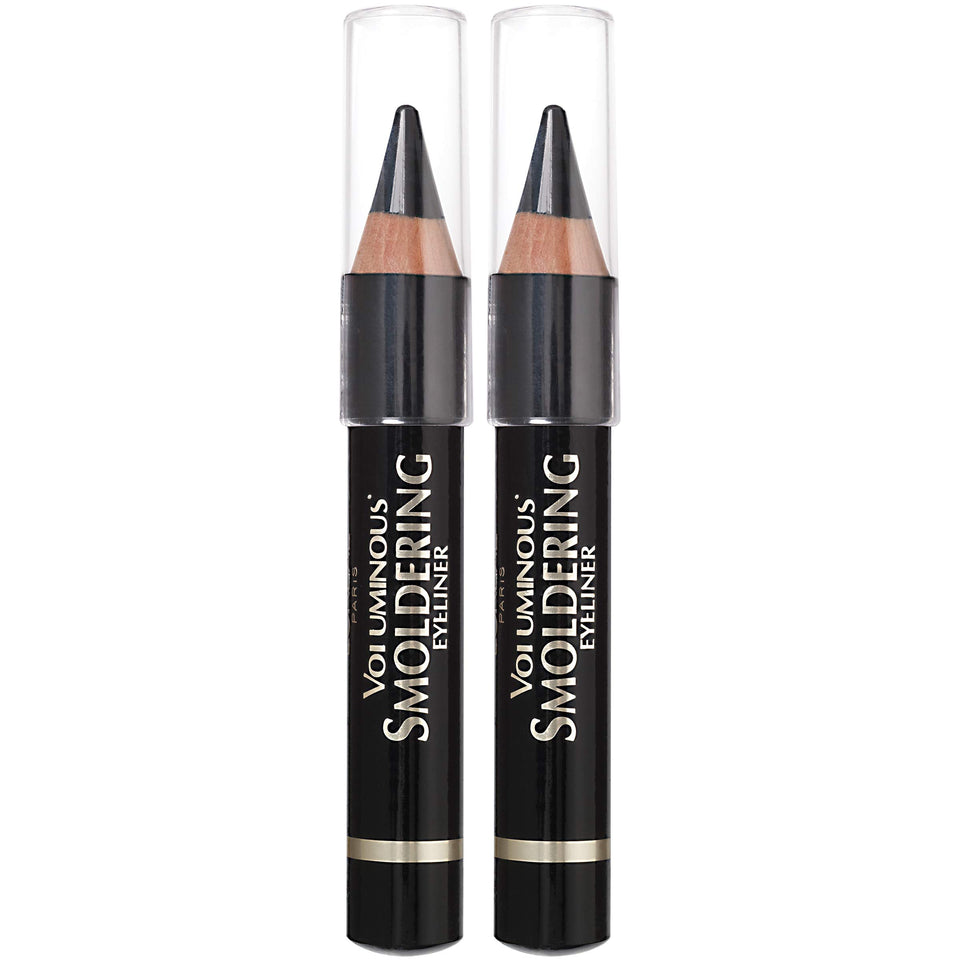 L'Oreal Paris front packaging showing two black kajal pencils with benefits