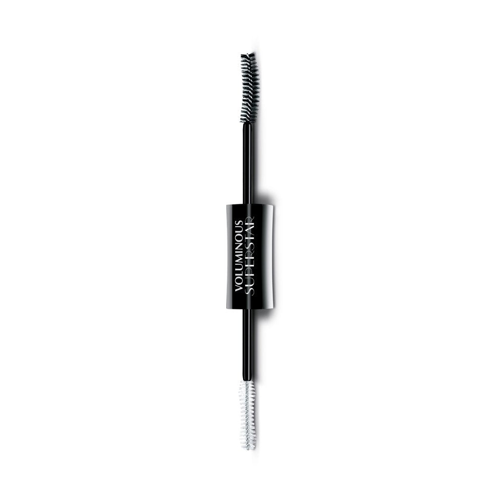 L'Oreal Paris mascara being applied to lashes, demonstrates dramatic lengthening effect
