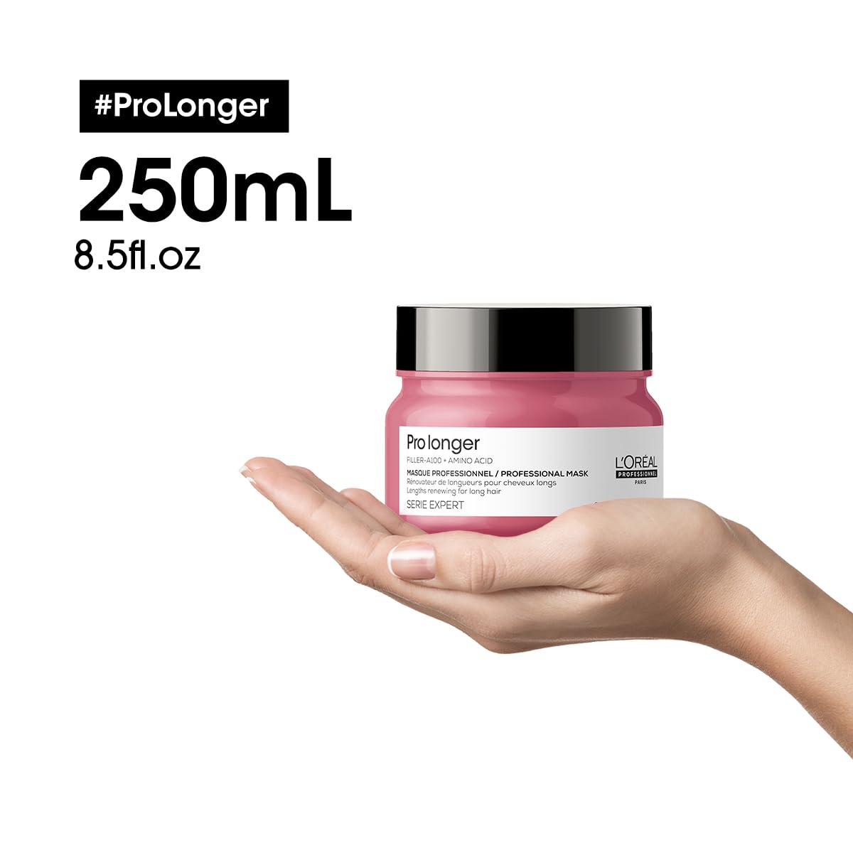 L'Oréal Professionnel applying mask through lengths demonstrating strengthened smoother ends