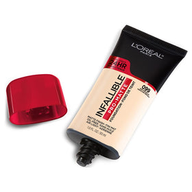 L'Oreal Paris close-up droplet texture showing lightweight, blendable finish benefit