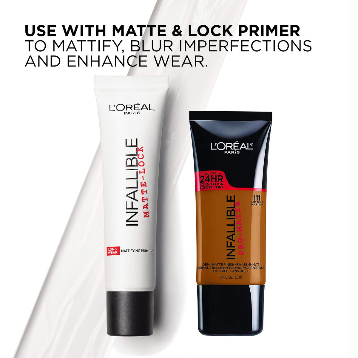 L'Oreal Paris bottle held in hand to show 1 fl oz size and travel-friendly benefit
