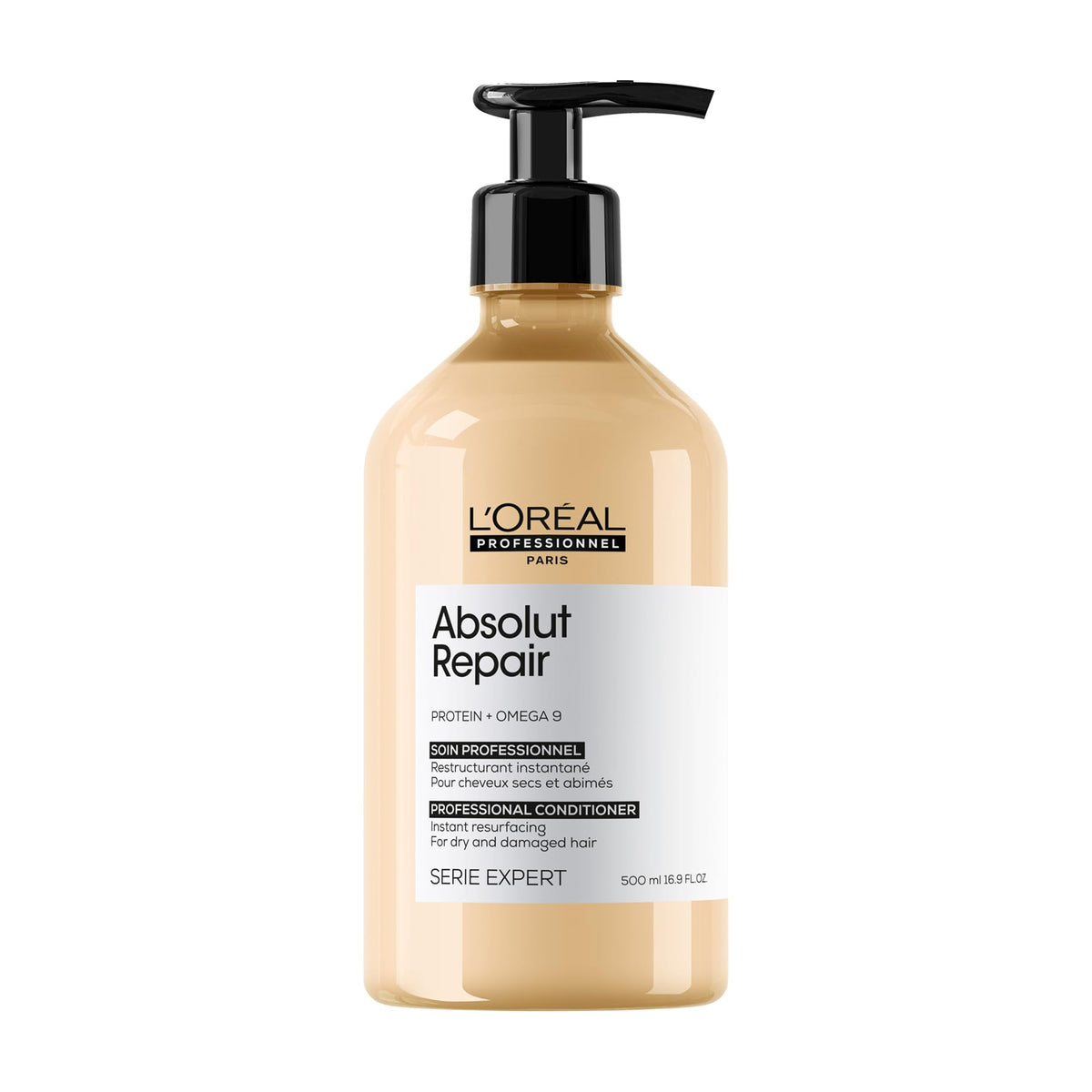 L'Oréal Professionnel Paris front bottle shot showing repair conditioner benefits