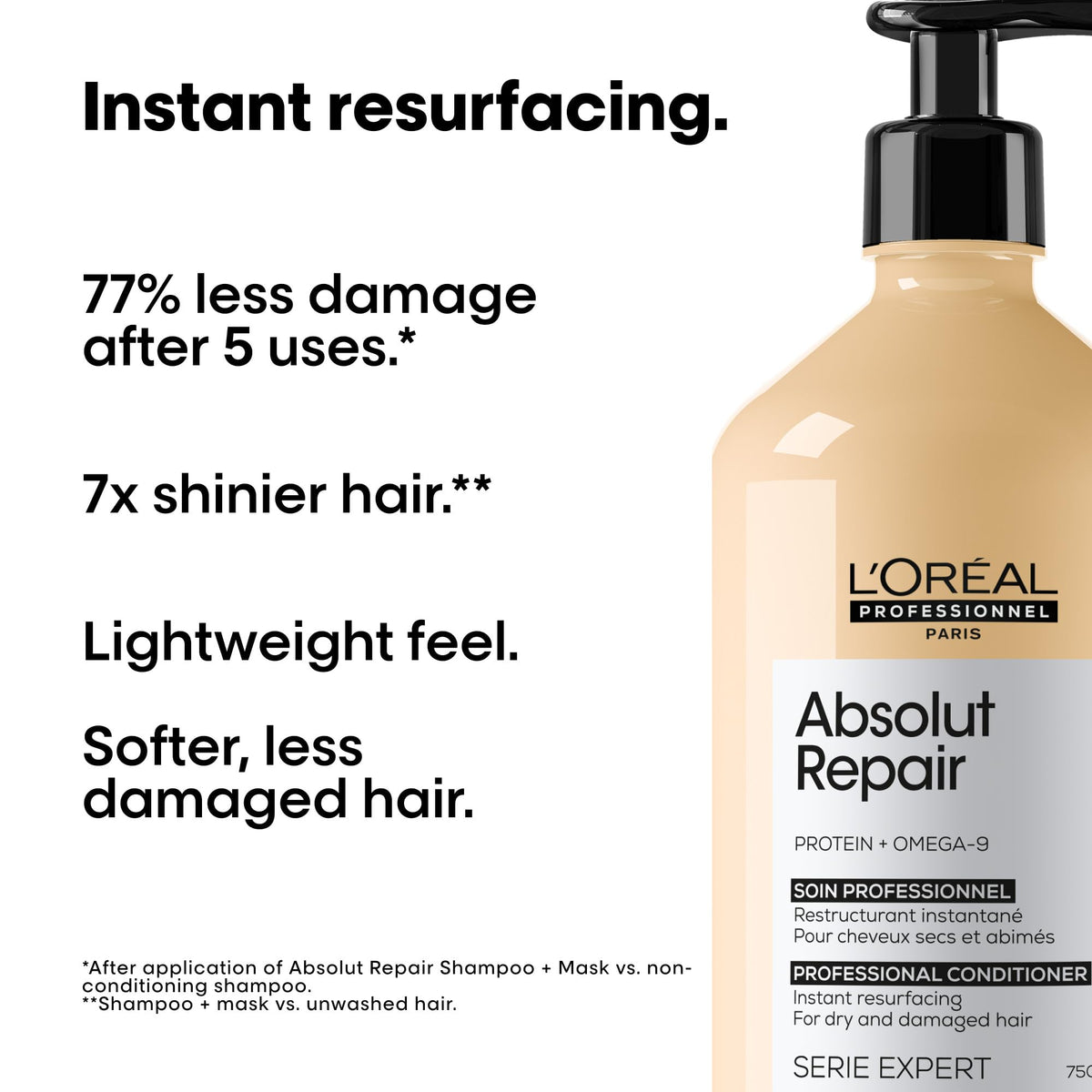 L'Oréal Professionnel Paris opened tube showing creamy conditioner texture and nourishment