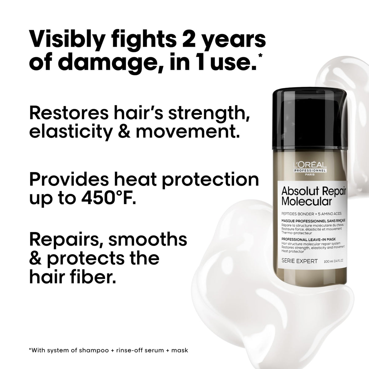L'Oréal Professionnel Paris pump dispenser detail highlighting easy application benefit