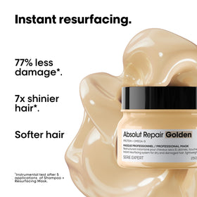 L'Oréal Professionnel applying golden mask to mid-lengths and ends for restoration