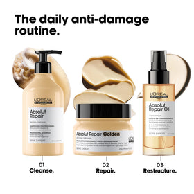 L'Oréal Professionnel label close-up highlighting quinoa and protein benefits