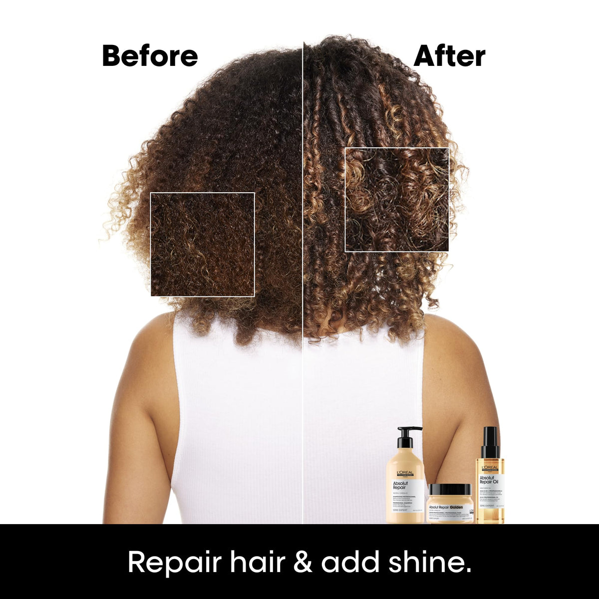 L'Oréal Professionnel golden mask creamy texture close-up for lightweight repair