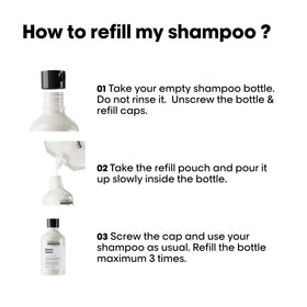 L'Oréal Professionnel shampoo on bathroom shelf in lifestyle setting