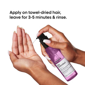 L'Oréal Professionnel Paris applying serum to damp hair for easier blow-dry