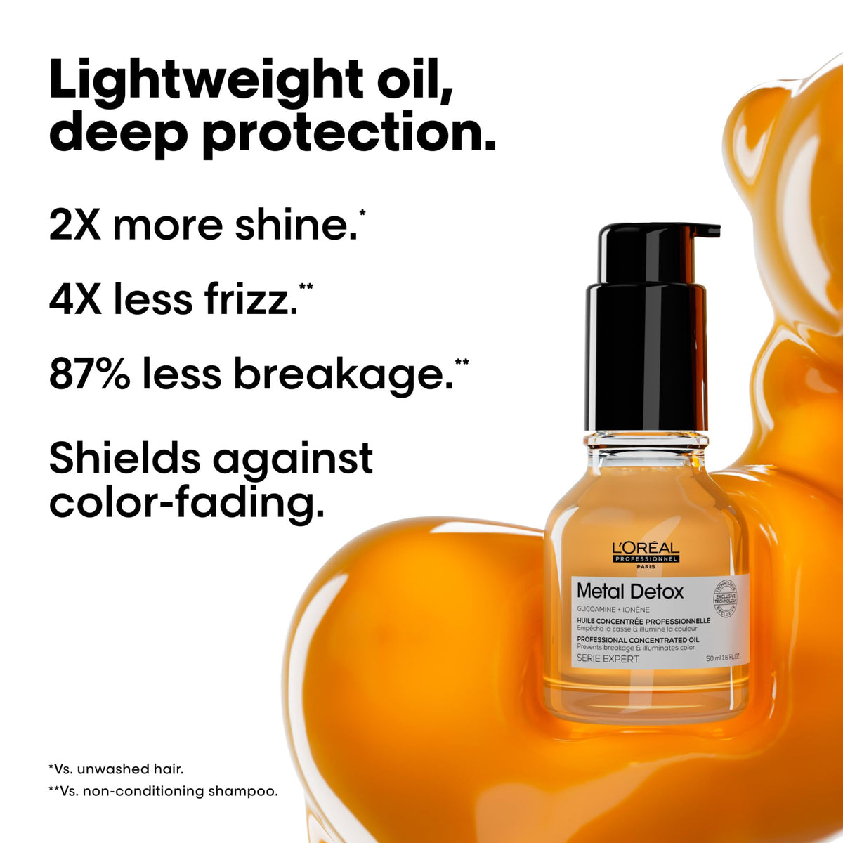 L'Oréal Professionnel oil texture close-up highlighting lightweight, non-greasy finish