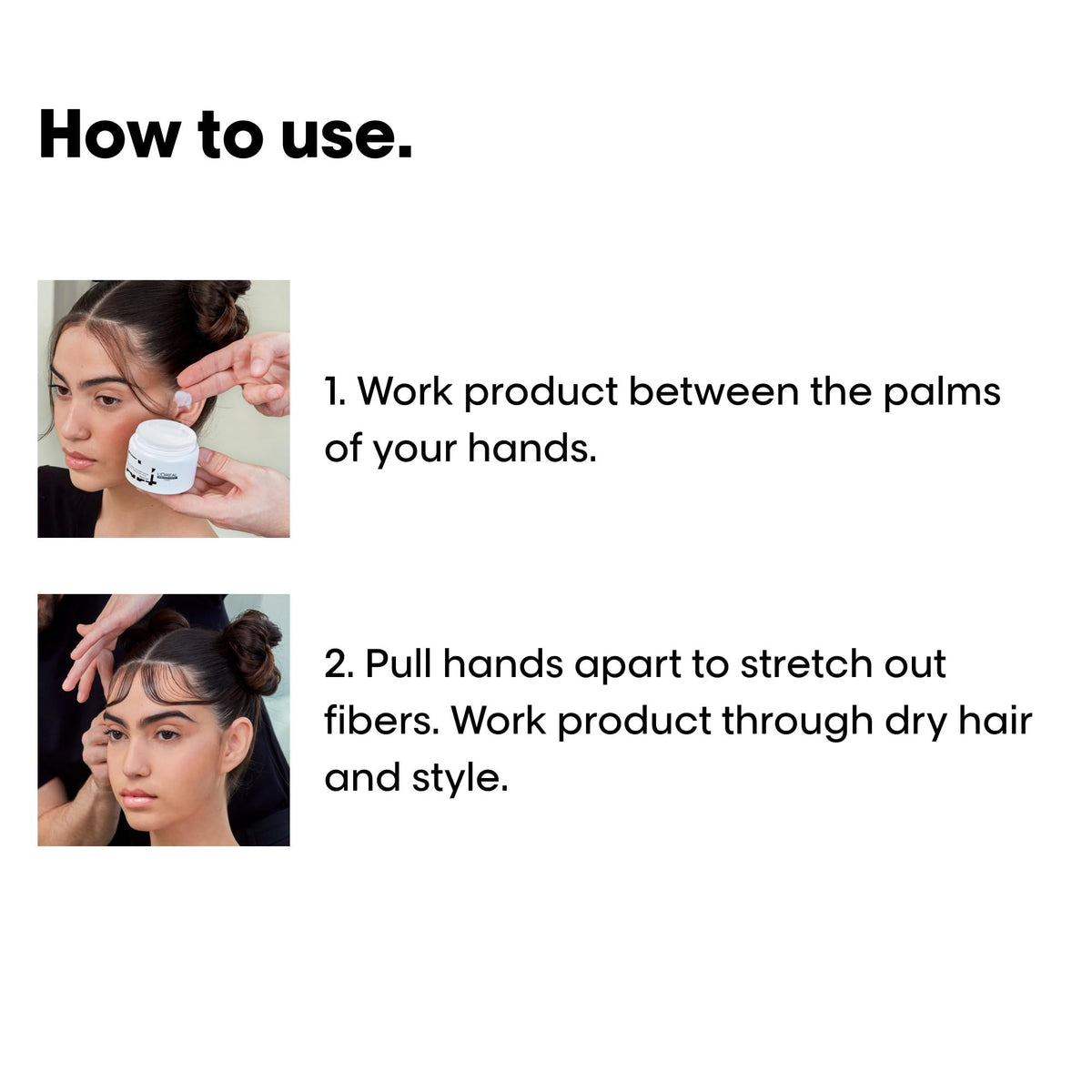 L'Oréal Professionnel Paris being applied to dry hair for textured, flexible hold