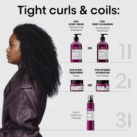 L'Oréal Professionnel Paris mask held by hand to show jar size and portability