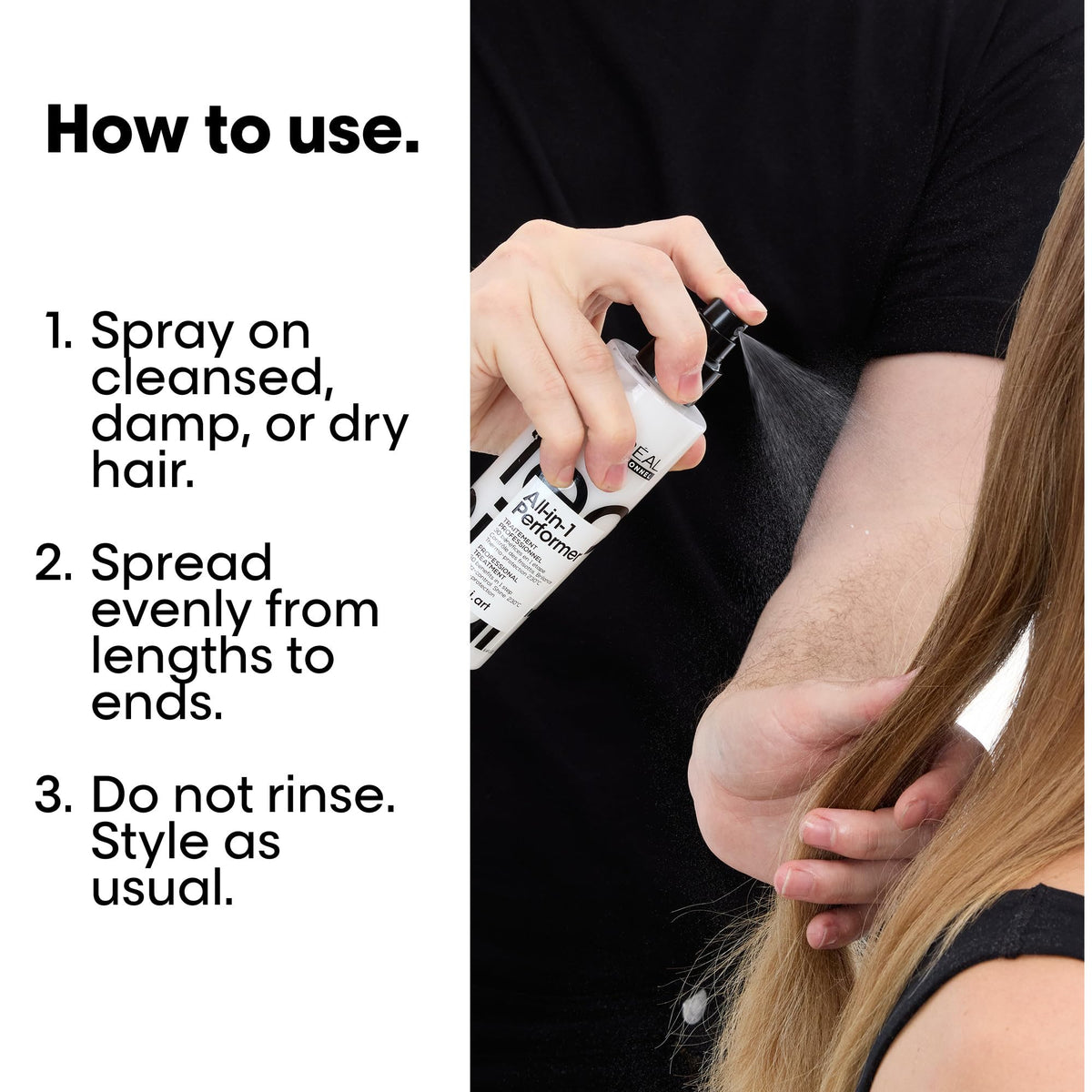 L'Oréal Professionnel held in hand to show bottle size and portability