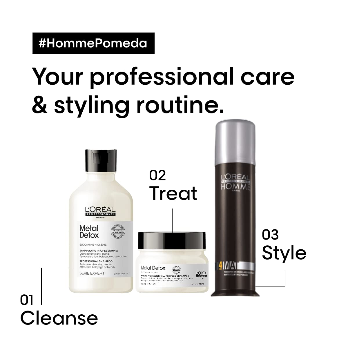 L'Oréal Professionnel Paris applied to man's hair demonstrating texture and matte finish