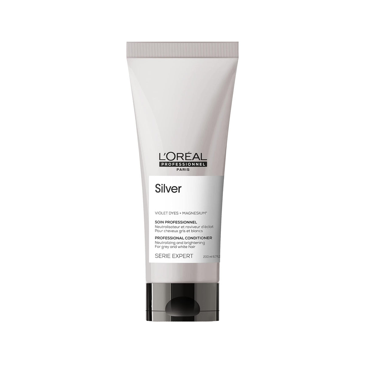 L'Oréal Professionnel front bottle showing purple conditioner and packaging benefit