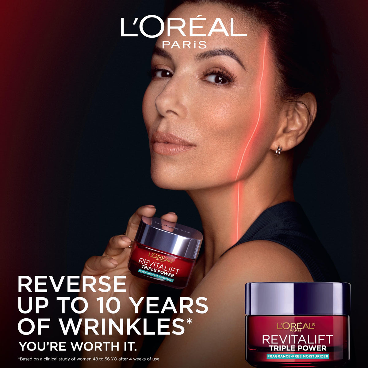 L'Oreal Paris close-up texture of moisturizer showing smooth cream and hydration