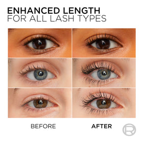 L'Oreal Paris flat brush side coating lashes to visibly lengthen