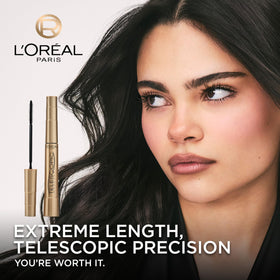L'Oreal Paris telescopic wand closeup highlighting precision brush for control