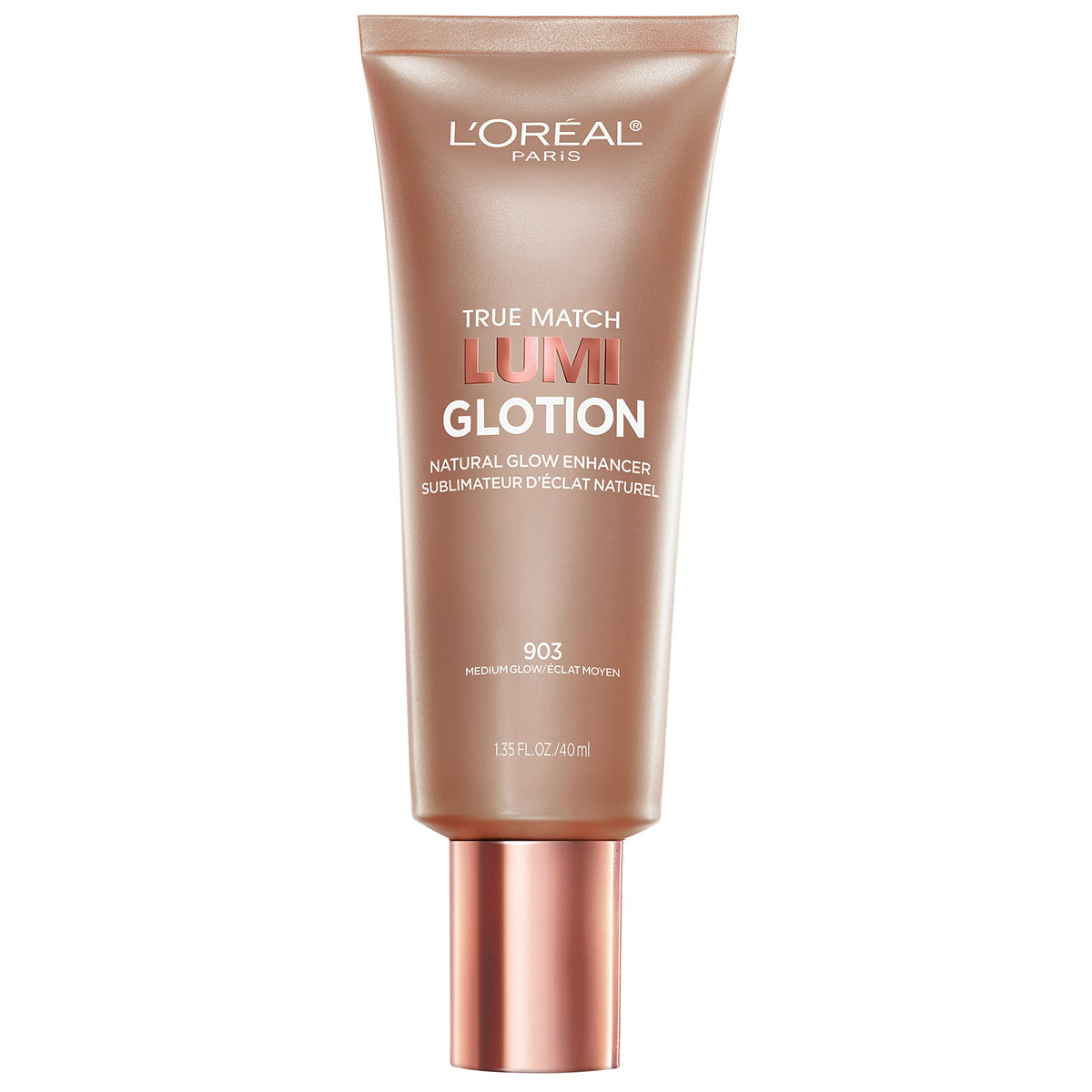 L'Oreal Paris True Match Lumi Glotion front packaging showing product benefit radiant hydration