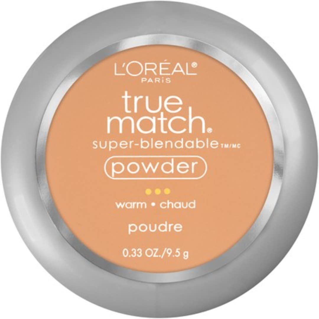 L'Oreal Paris True Match powder compact front view showing clean packaging and mirror benefit