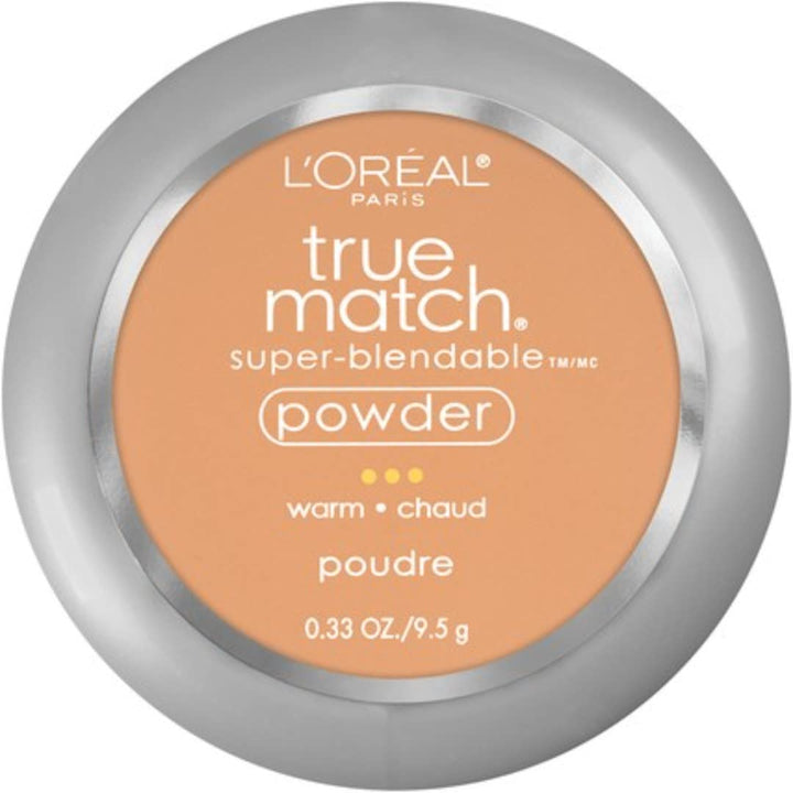 L'Oreal Paris True Match powder compact front view showing clean packaging and mirror benefit