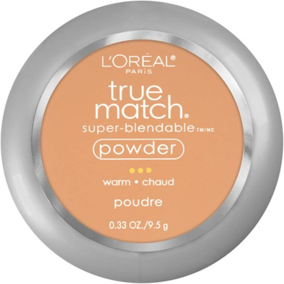 L'Oreal Paris True Match powder compact front view showing clean packaging and mirror benefit