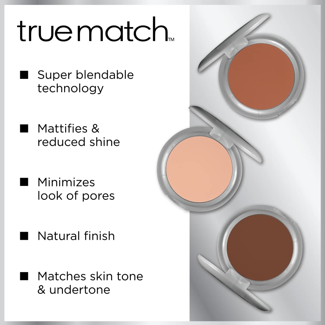 L'Oreal Paris True Match powder held in hand to show compact size and travel convenience