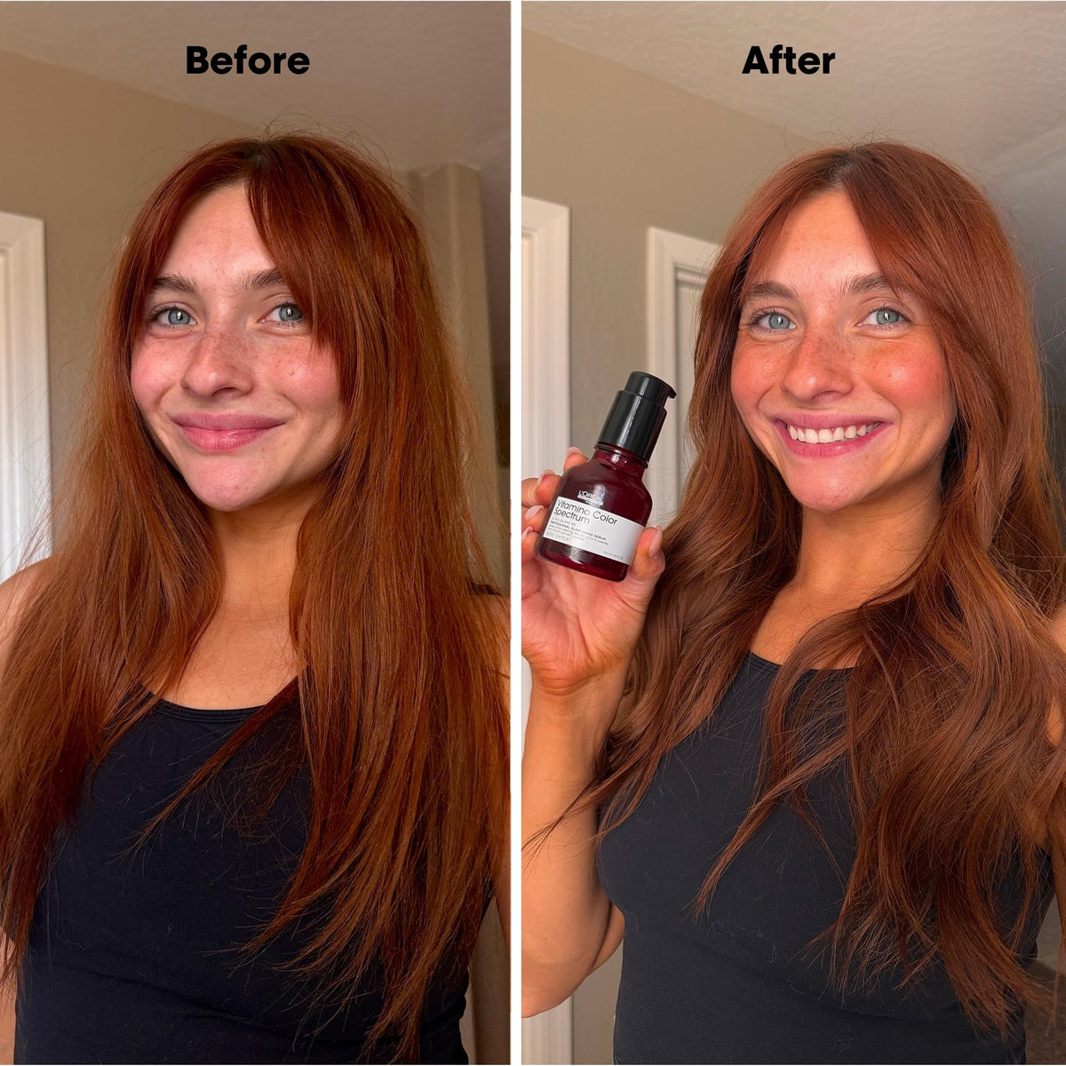 L'Oréal Professionnel serum texture on hand showing lightweight shine benefit