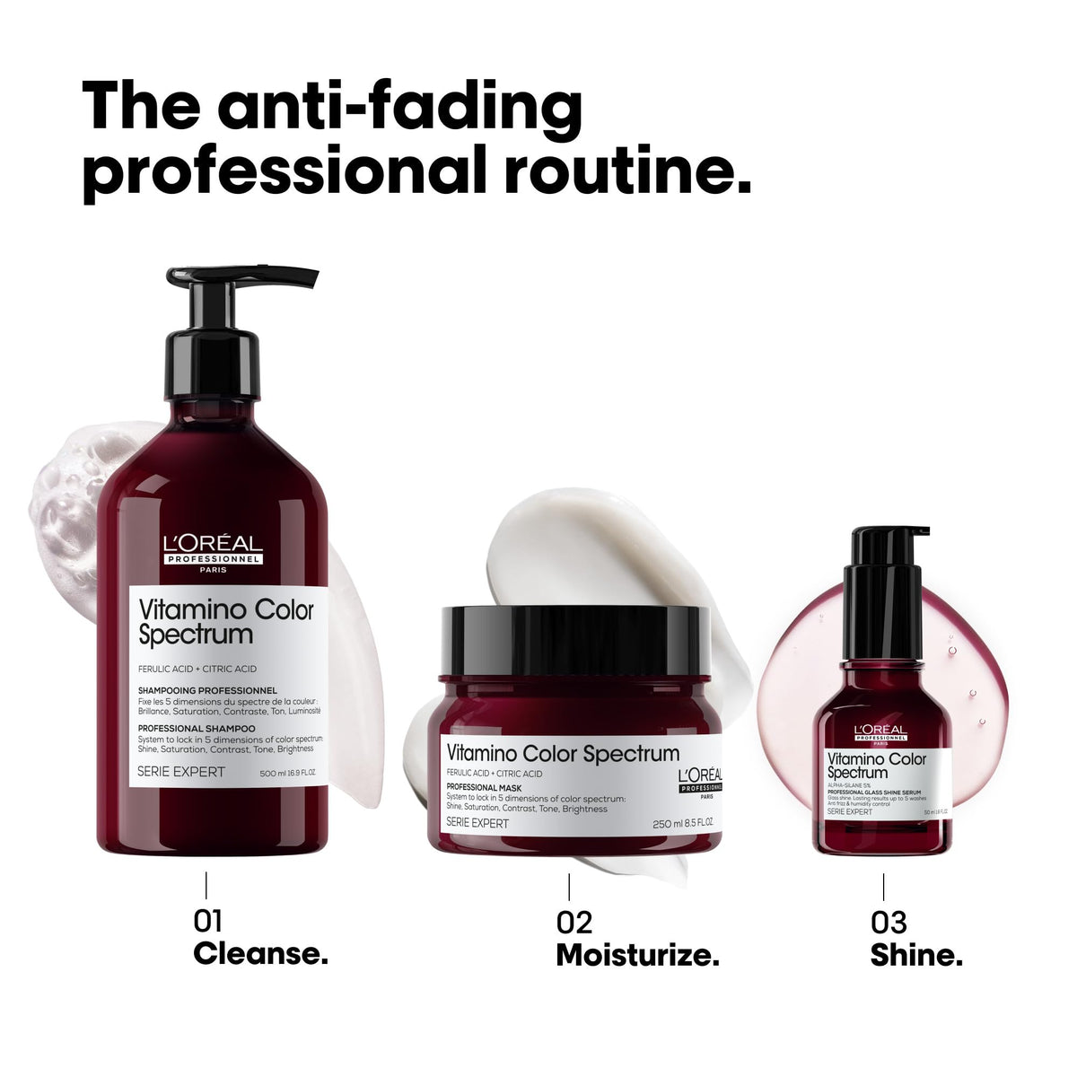 L'Oréal Professionnel serum on vanity next to styling tools for routine benefit