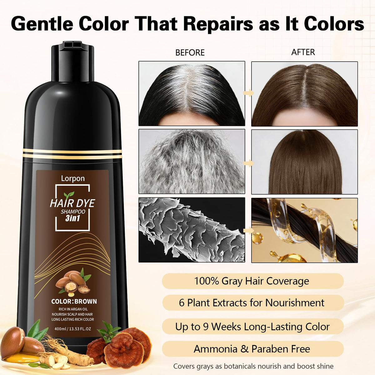 lorpon application on dry hair illustrating quick 15-minute use benefit