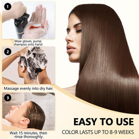lorpon before and after gray coverage showing natural brown result
