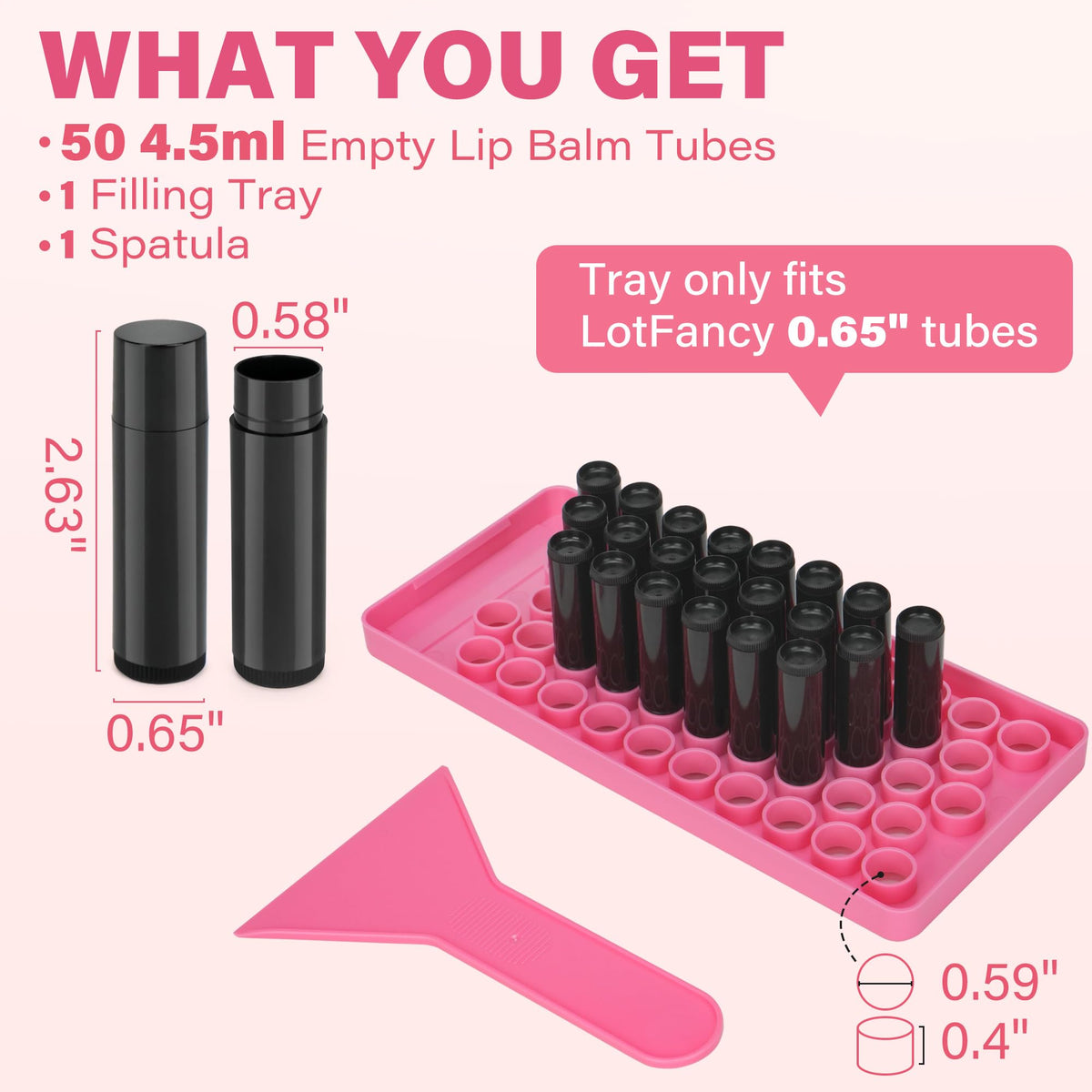 LotFancy close-up of black 4.5ml tube texture and clear body for color visibility