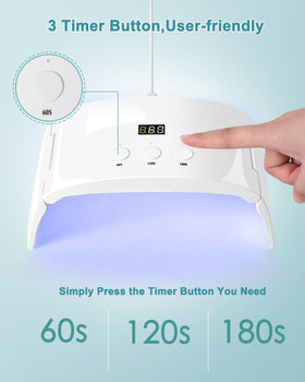 Lotifie timer button detail on lamp showing simple one-touch control