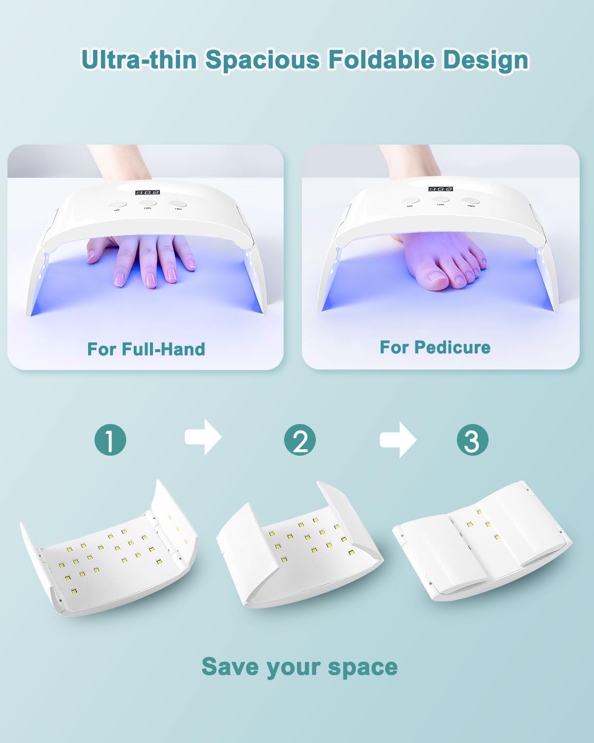 Lotifie hand in lamp curing gel nails showing faster, even drying