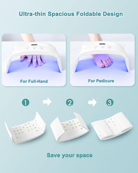 Lotifie hand in lamp curing gel nails showing faster, even drying