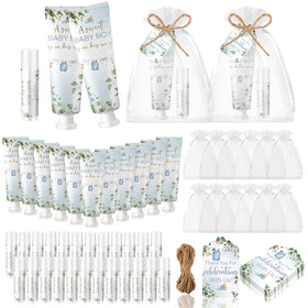Lounsweer front packaging showing greenery design and 'Sweet Baby Boy' messaging for elegant favors