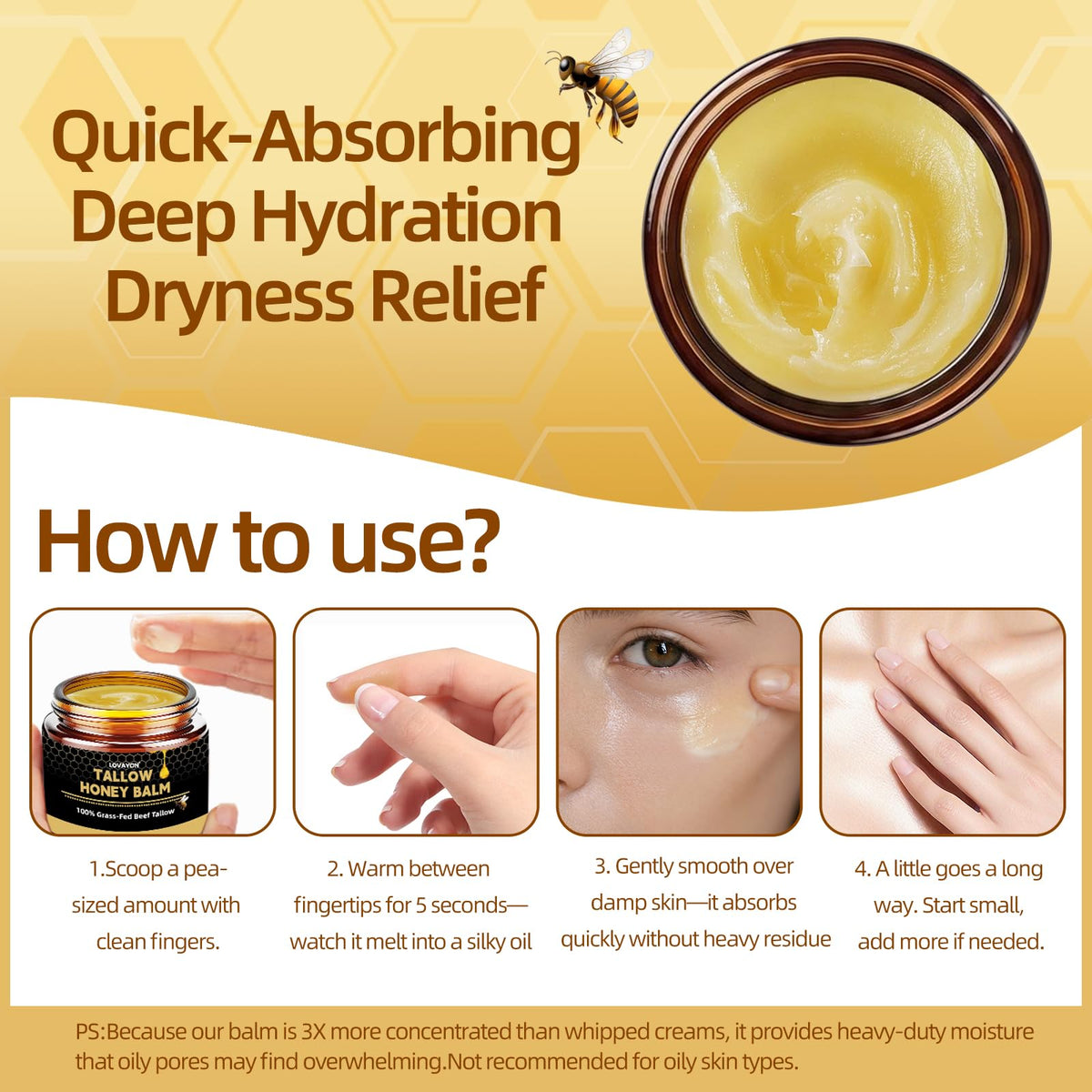 LOVAYON applied on cheek illustrating deep moisturization and smoothing effect