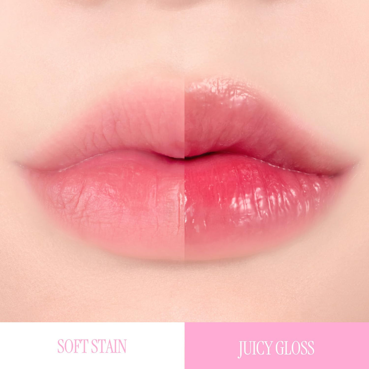 LOVB LOVB on model lips showing natural rosy tint and glossy sheen