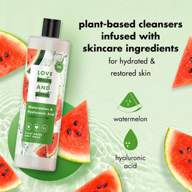 Love Beauty And Planet bottle with recycled-plastic badge highlighting sustainability